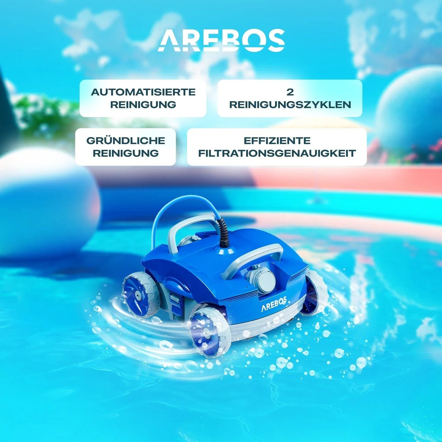 Arebos - Poolroboter Poolrunner Poolsauger Bodenreiniger Poolreiniger Pool Roboter - Blau