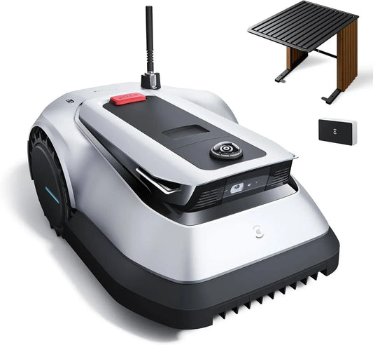 Ecovacs Goat G1-2000 Mähroboter mit Robuster Garage & Auto-Verbindung-Modul, ohne Begrenzungskabel für Gärten bis zu 2,000m2